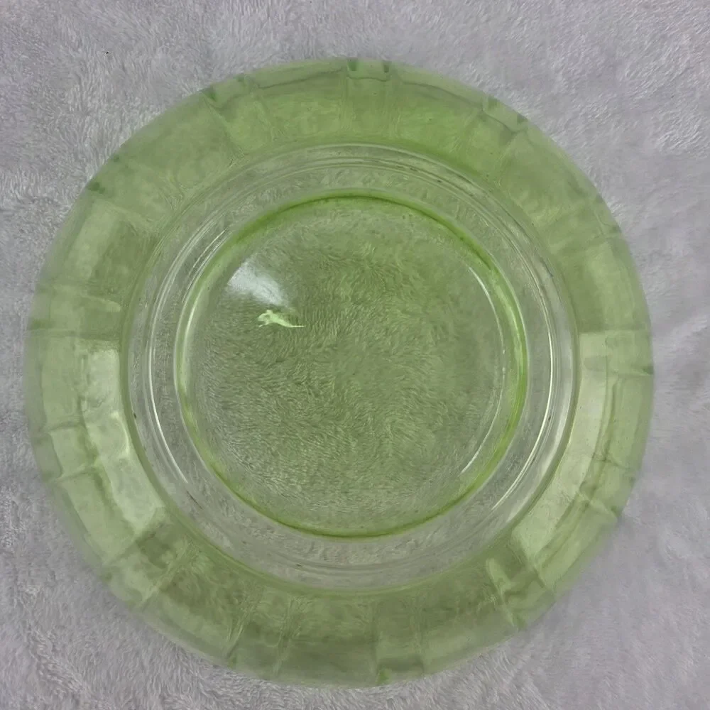 Vintage Anchor Hocking Green Glass Nesting Mixing Bowl Set 4 Ribbed Scalloped
